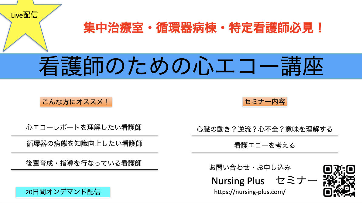 ★Live配信★ 看護師のための“臨床で使える”心エコー講座