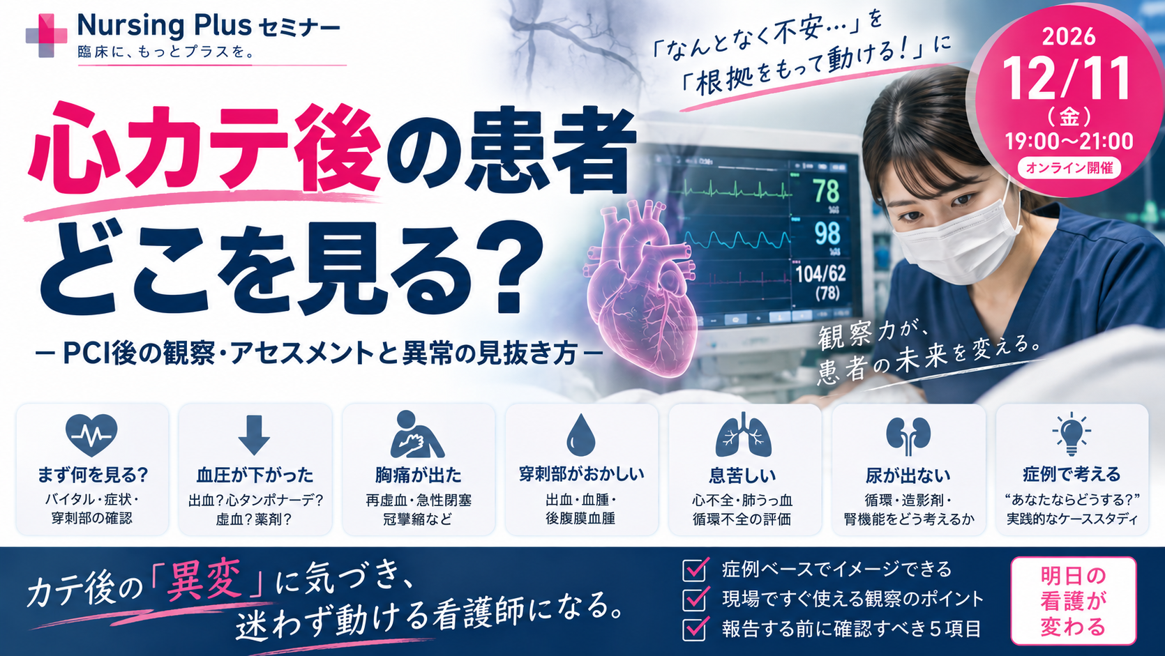 「心カテ後の患者、どこを見る？ PCI後の観察・アセスメントと異常の見抜き方」